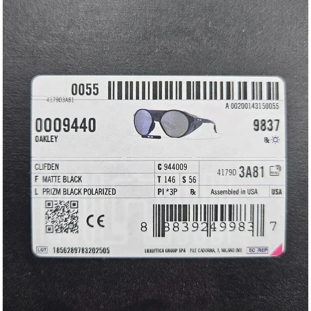 Oakley Clifden Sunglasses Prizm Black Polarized Lenses Side Shields Leash Bridge